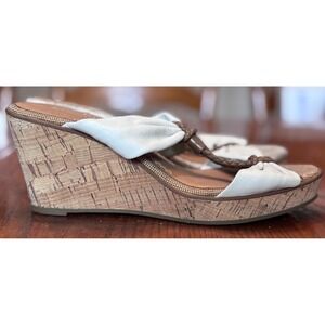 Sperry Top-Sider Womens White Ivory Leather Upper Cork Wedge Sandals Size 7M